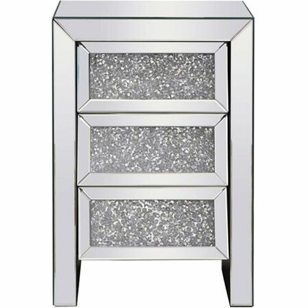 ELEGANT LIGHTING Elegant Lighting  17.5 in. Modern Royal Cut Crystal Bedside Table, Silver MF92014